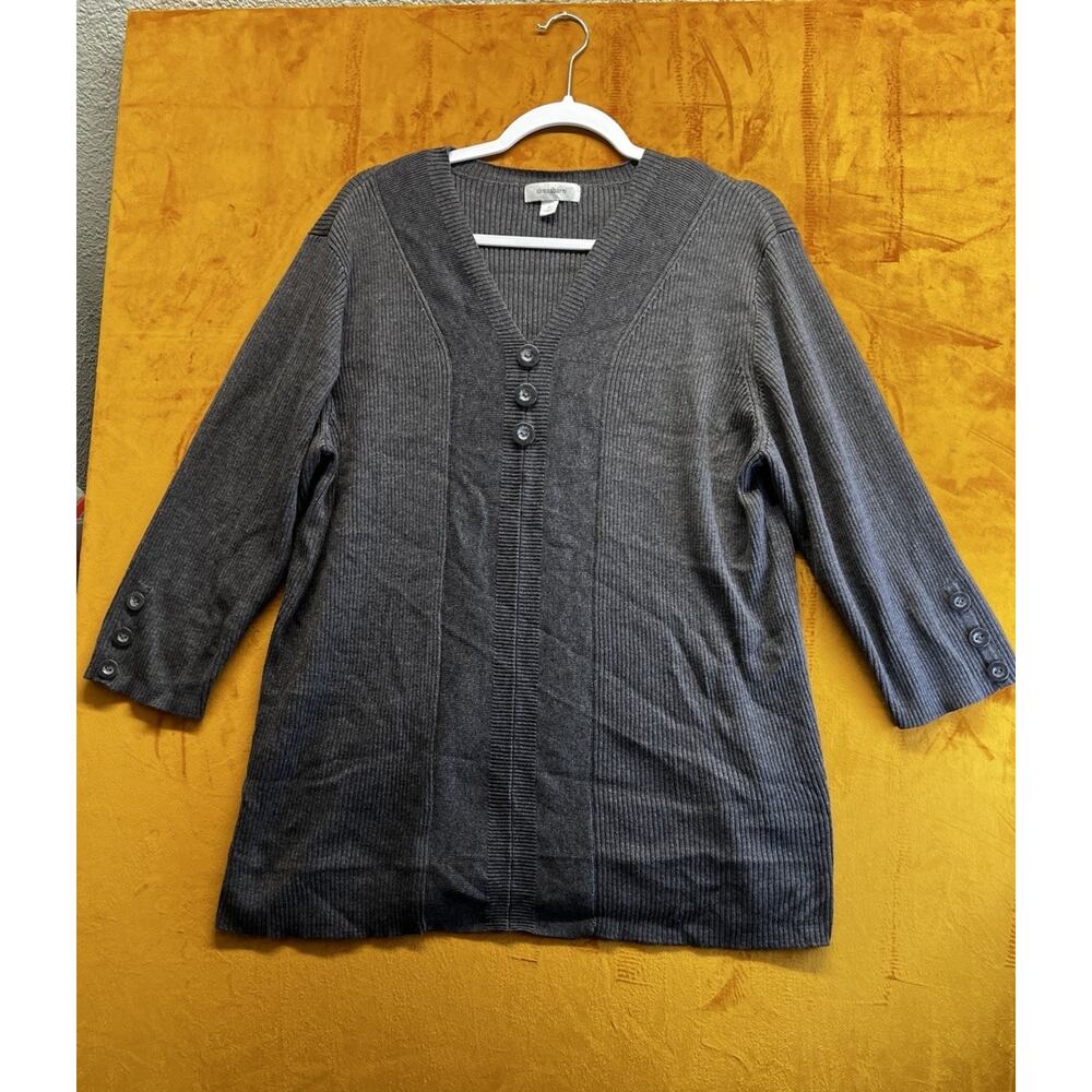 DRESS BARN Women's Quarter Sleeve Pullover Sweater, Size 14/16 in Gray